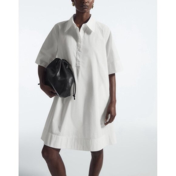 COS Dresses & Skirts - Cos Shirt A-line Pleated White Ivory Dress Size 4 S
